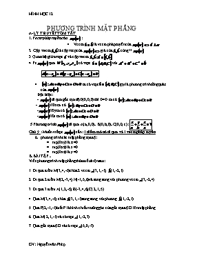 Toán 12 - Phương trình mặt phẳng